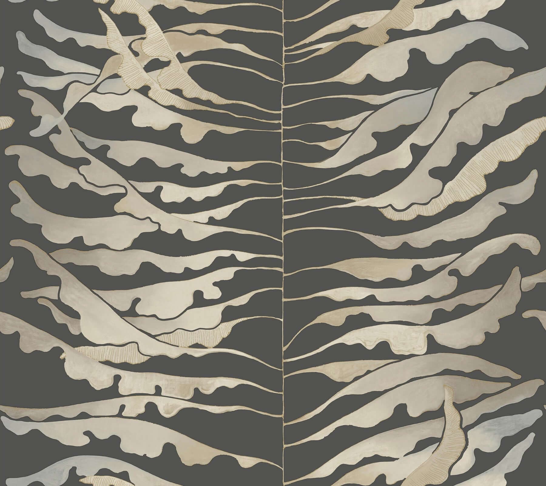 Leaf Column Wallpaper- Black