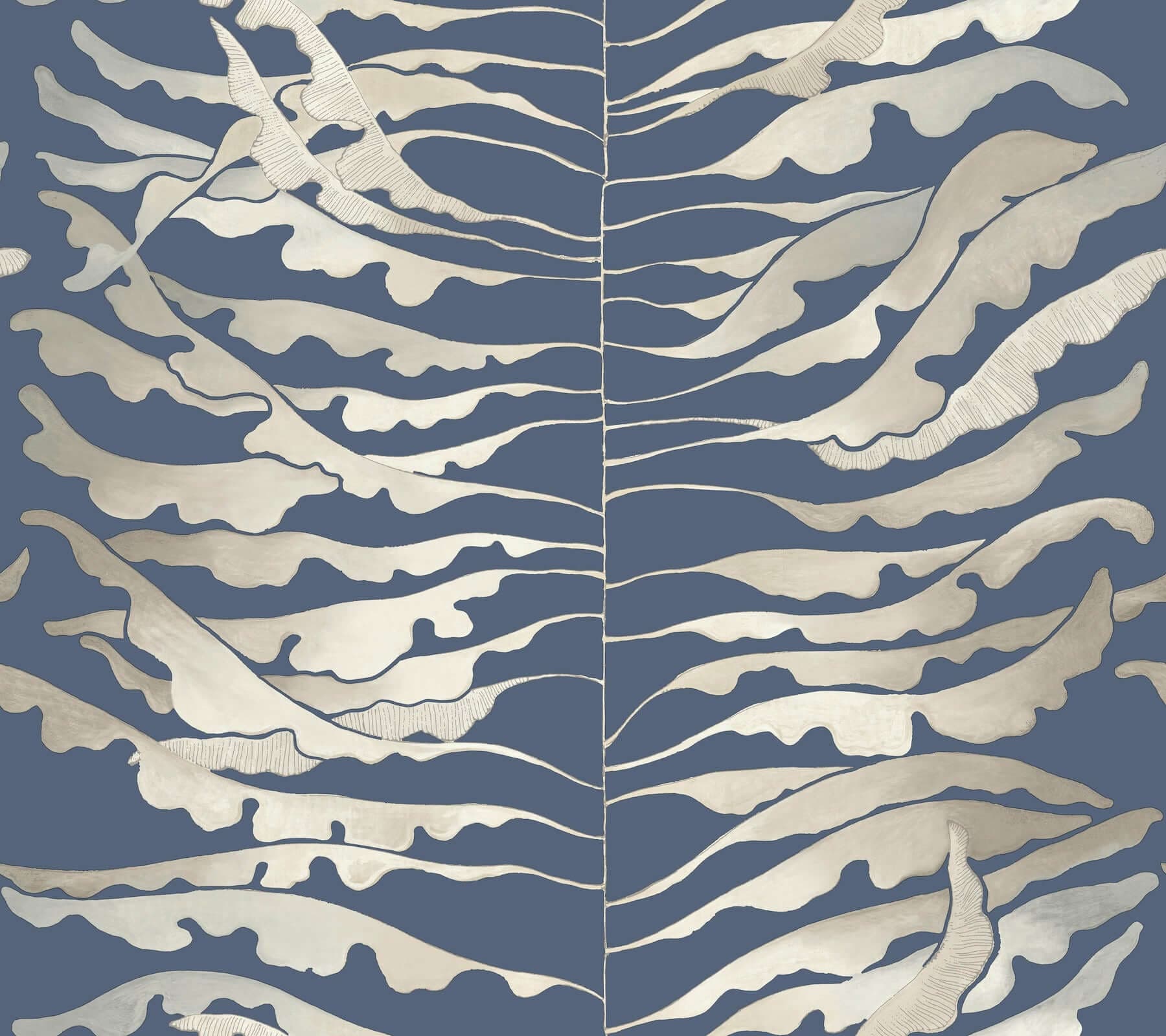 Leaf Column Wallpaper- Navy