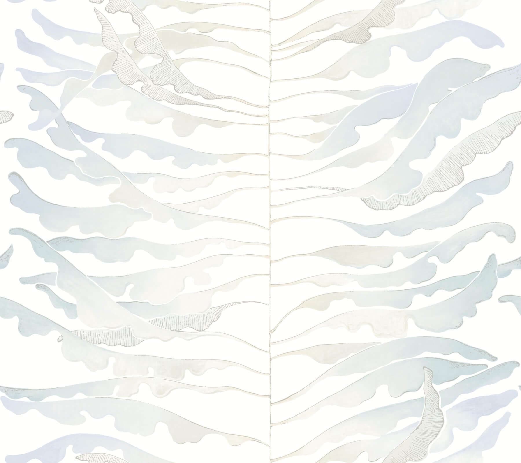 Leaf Column Wallpaper- Spa Blue