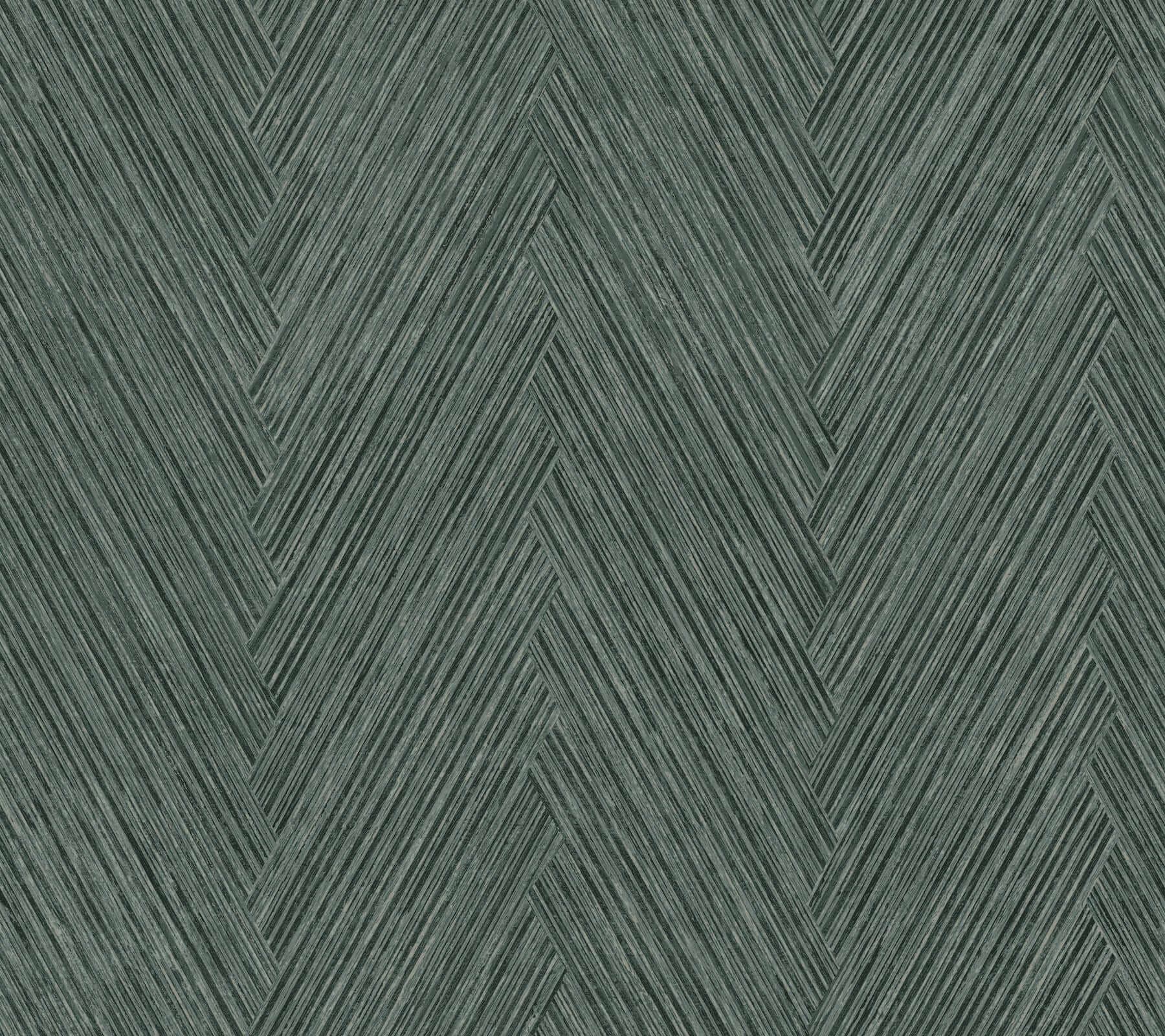 Thatched Chevron Wallpaper- Bottle Green