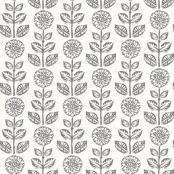 Dolly Dark Brown Folk Floral Wallpaper