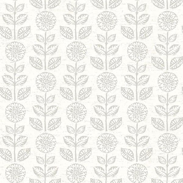 Dolly Taupe Folk Floral Wallpaper