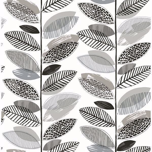Nyssa Grey Leaves Wallpaper
