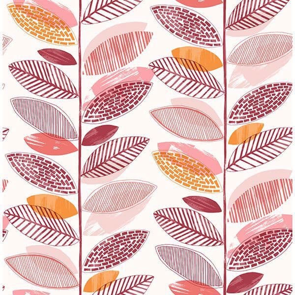 Nyssa Coral Leaves Wallpaper