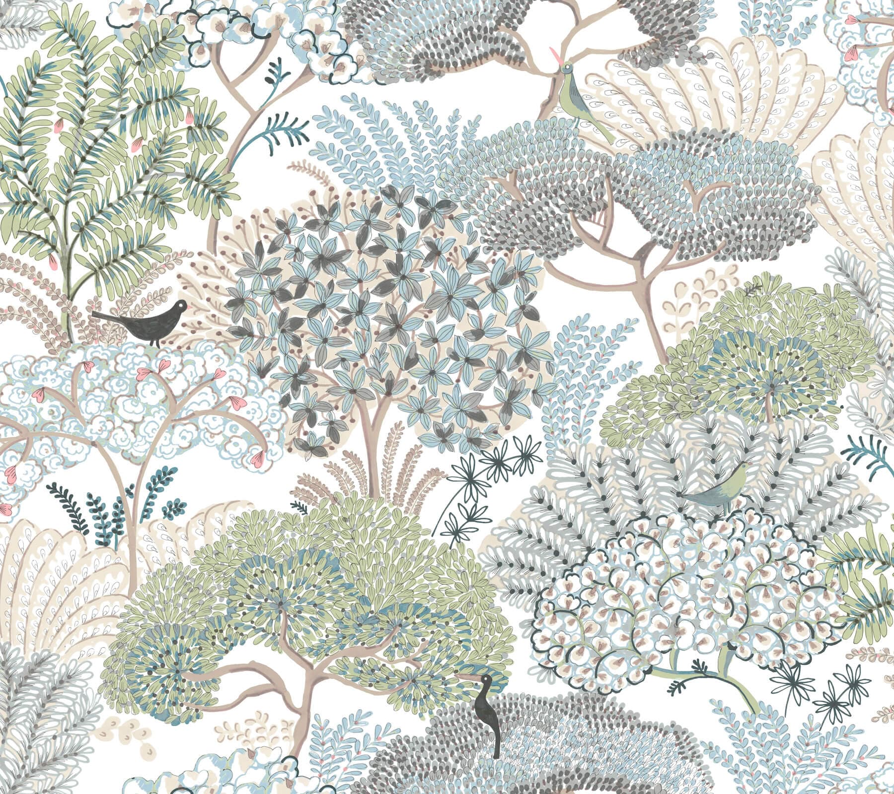 Everbloom Forest Aqua Botanical Peel + Stick Wallpaper