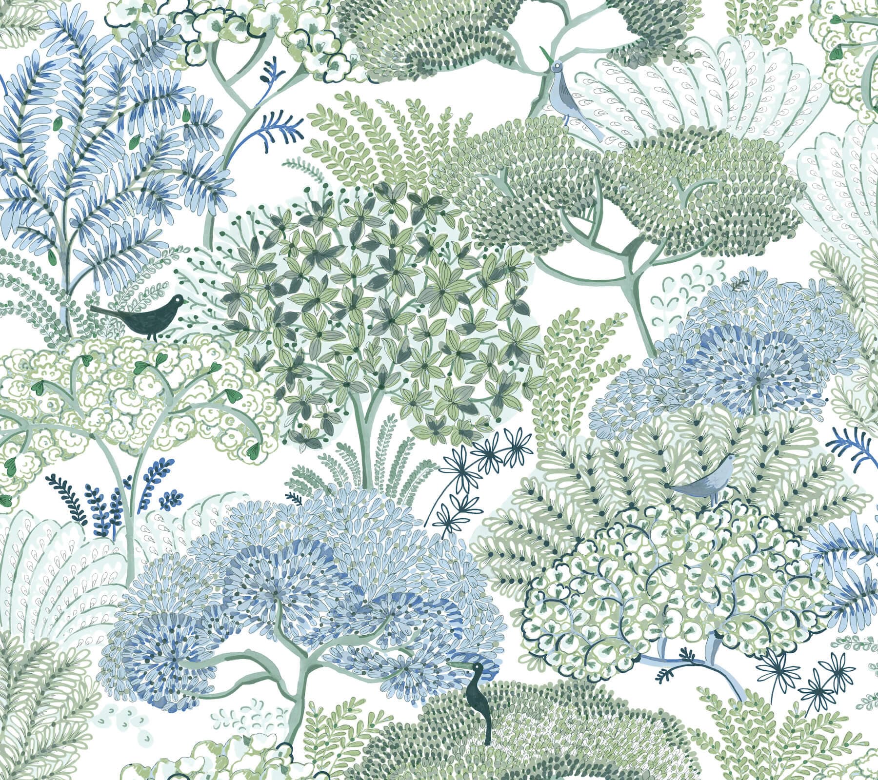 Everbloom Forest Green Botanical Peel + Stick Wallpaper