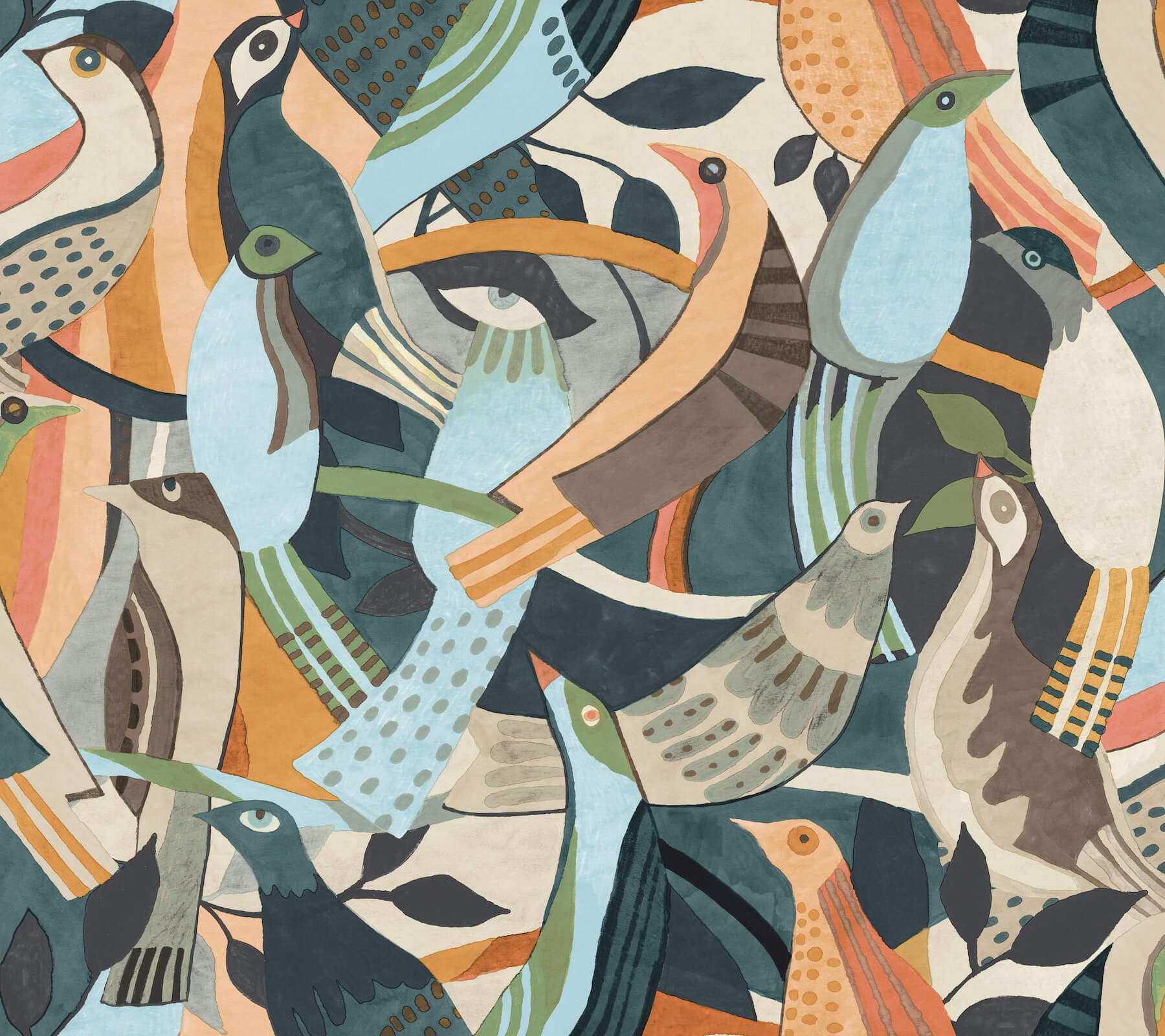 Fauvist Flock Coral Abstract Peel + Stick Wallpaper