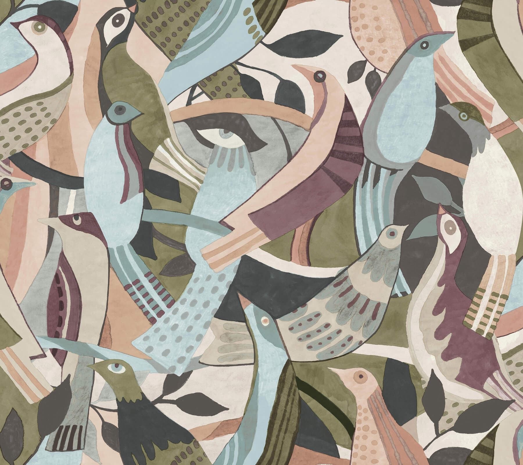 Fauvist Flock Plum Abstract Peel + Stick Wallpaper