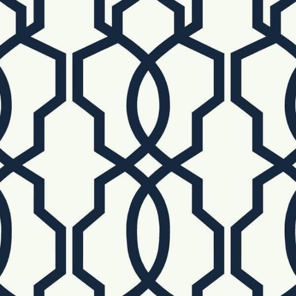 Hourglass Trellis Wallpaper- Navy/White