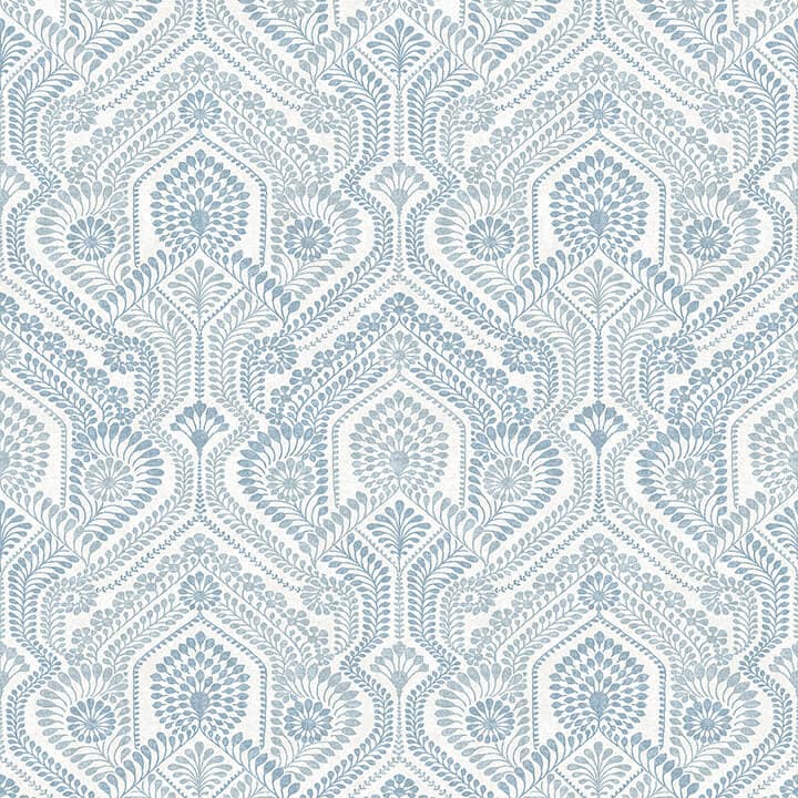 Fernback Blue Ornate Botanical Wallpaper