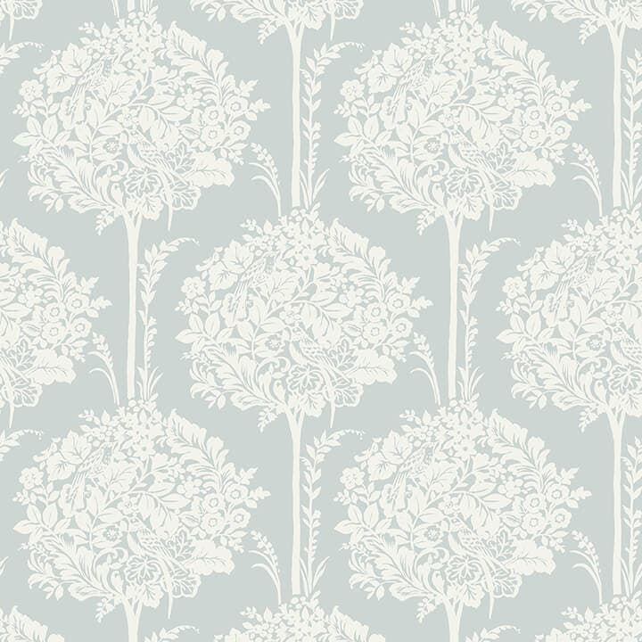 Zaria Light Blue Topiary Wallpaper