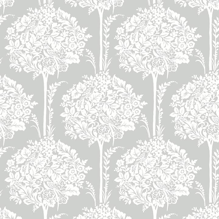 Zaria Grey Topiary Wallpaper