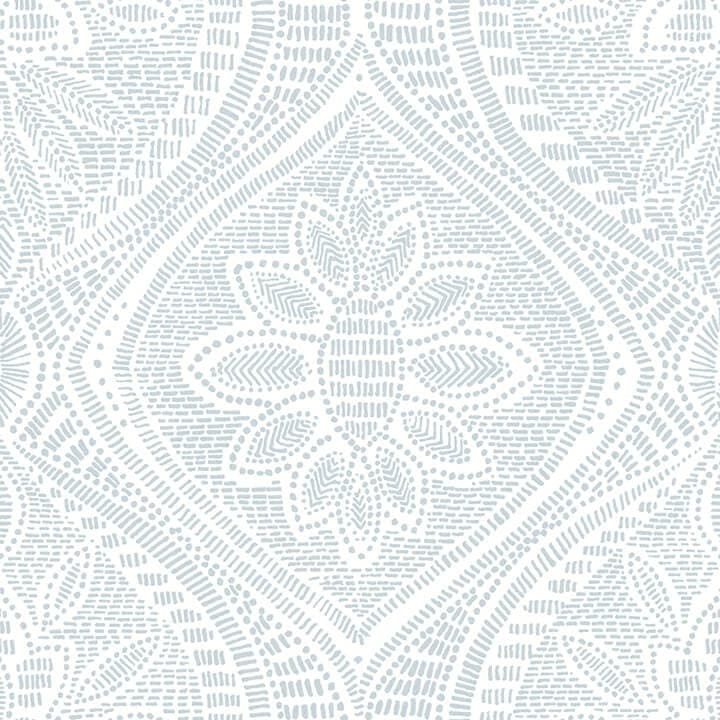 Scout Light Blue Floral Ogee Wallpaper