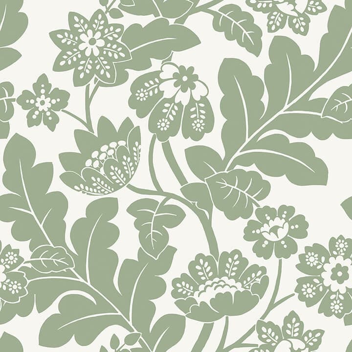 Augusta Seafoam Flock Damask Wallpaper