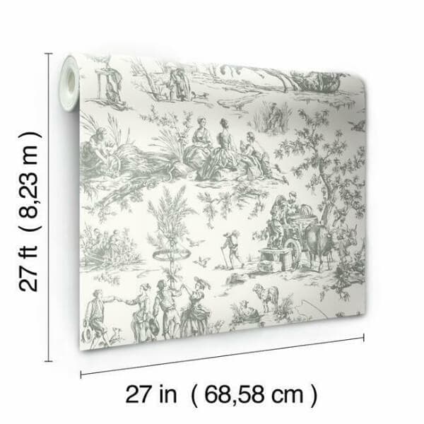 Seasons Toile Wallpaper- Grey