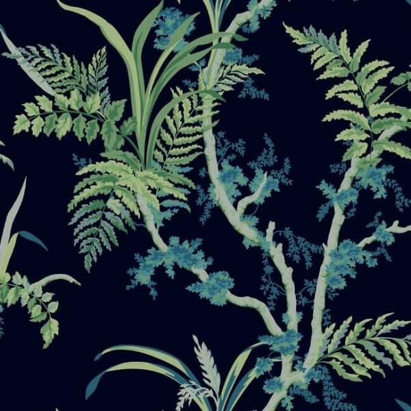 Enchanted Fern Wallpaper- Navy/Green
