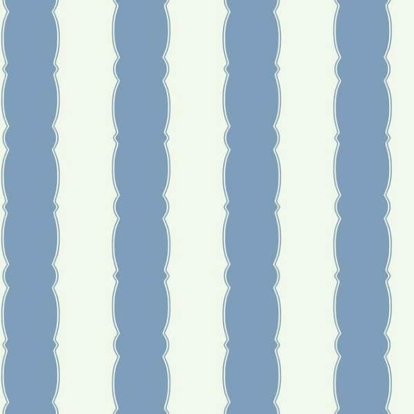 Scalloped Stripe Wallpaper- Blue