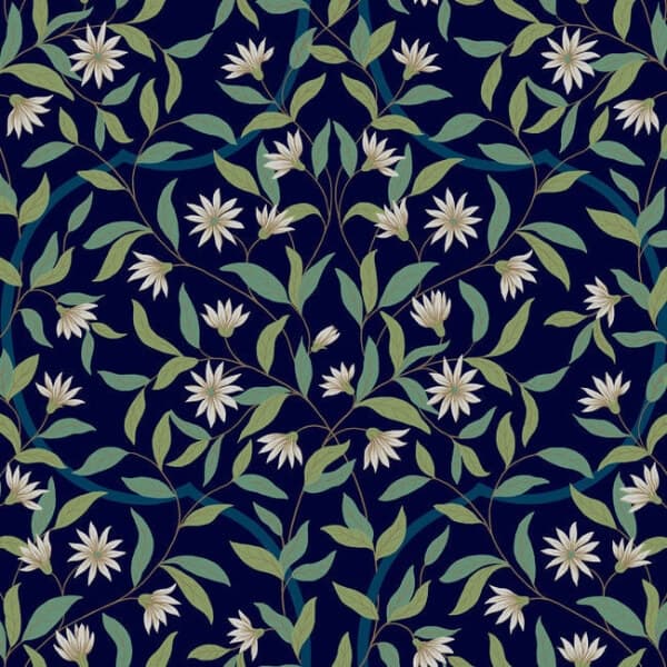 Jasmine Wallpaper- Indigo