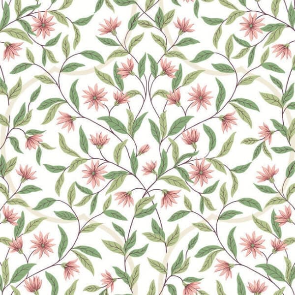 Jasmine Wallpaper- Coral
