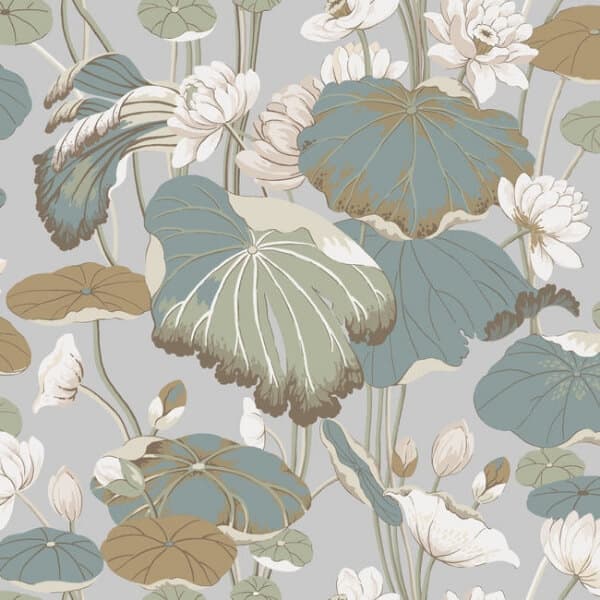 Lotus Pond Wallpaper- Heather/Cotton