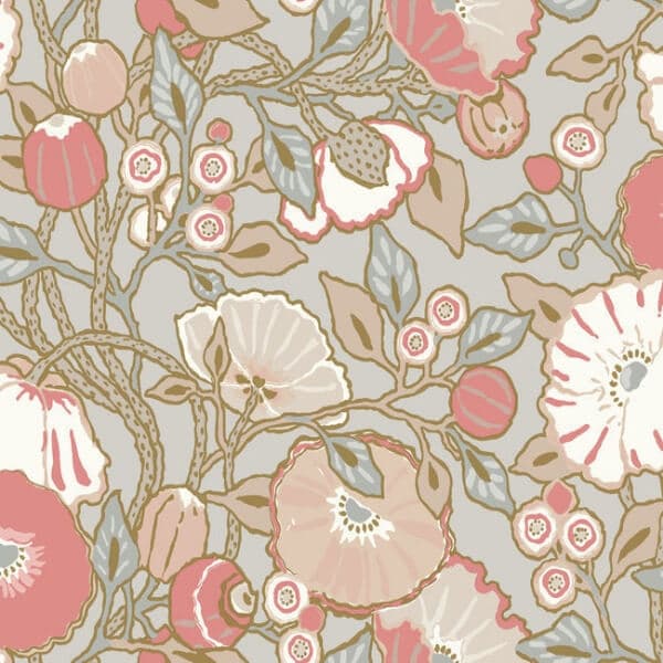 Vincent Poppies Wallpaper- Dove