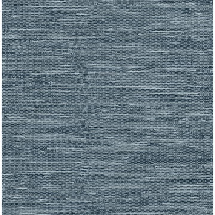 Exhale Indigo Woven Faux Grasscloth Wallpaper