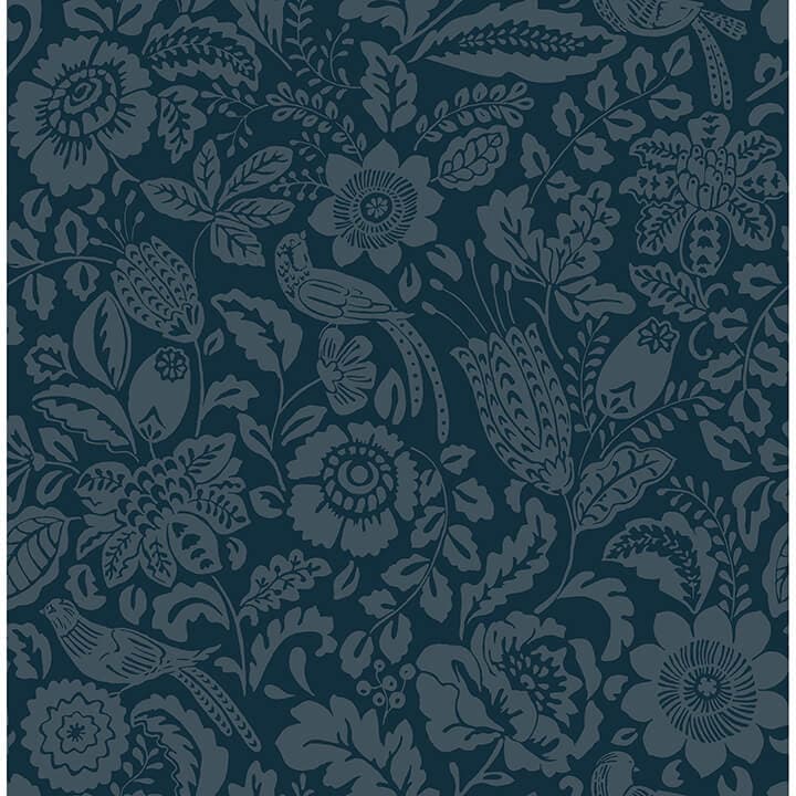 Marta Navy Floral Trail Wallpaper
