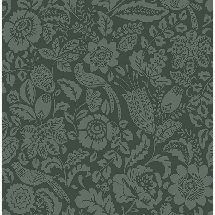 Marta Green Floral Trail Wallpaper