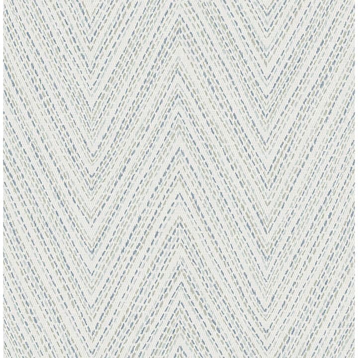 Lainey Blue Stitched Chevron Wallpaper