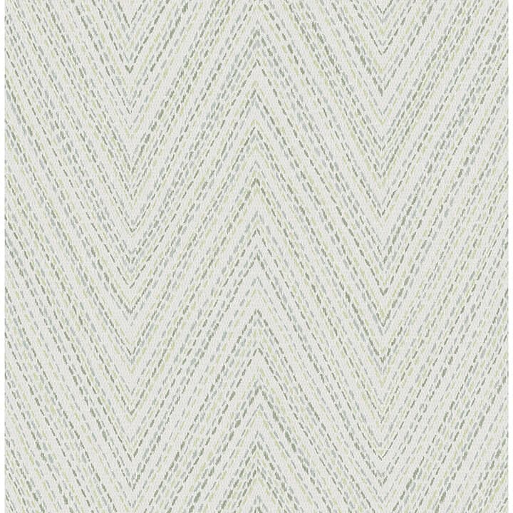 Lainey Green Stitched Chevron Wallpaper