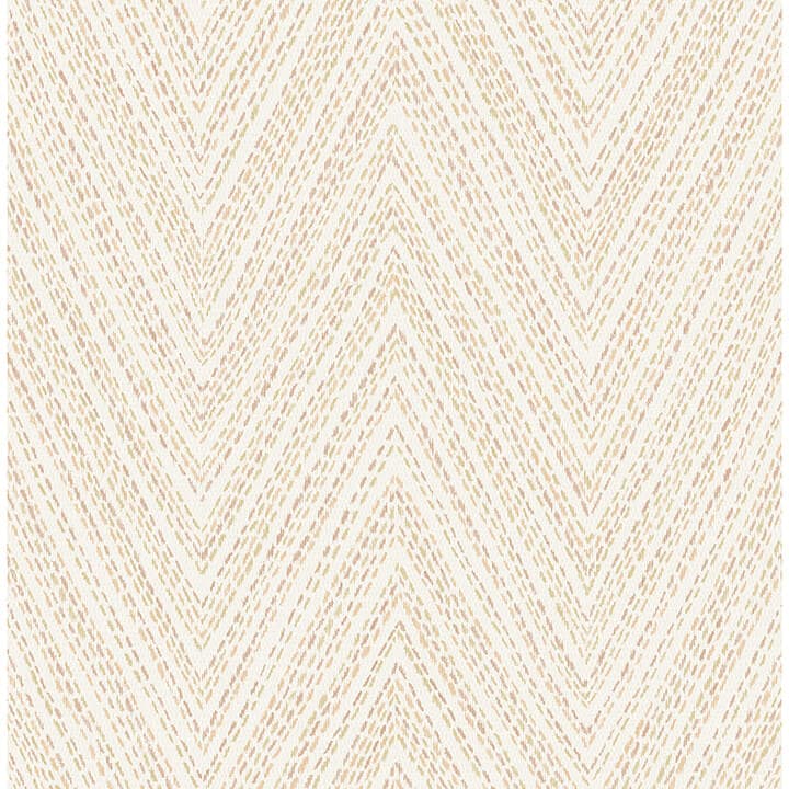 Lainey Apricot Stitched Chevron Wallpaper