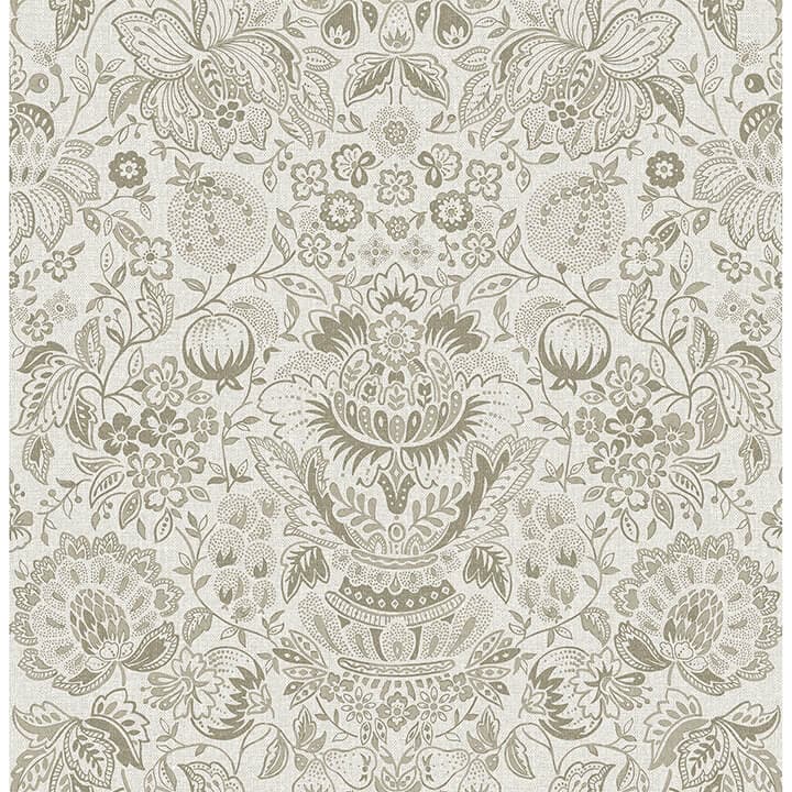 Blanche Neutral Floral Damask Wallpaper