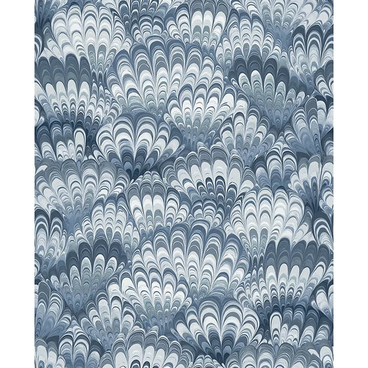 Octavia Blue Marbled Ink Wallpaper