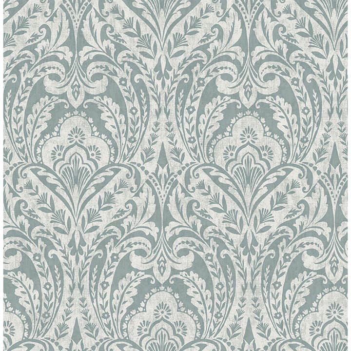 Berkshire Denim Damask Wallpaper