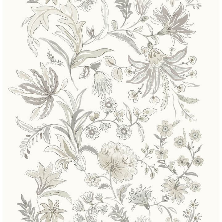 Teonna Light Grey Floral Stripe Wallpaper