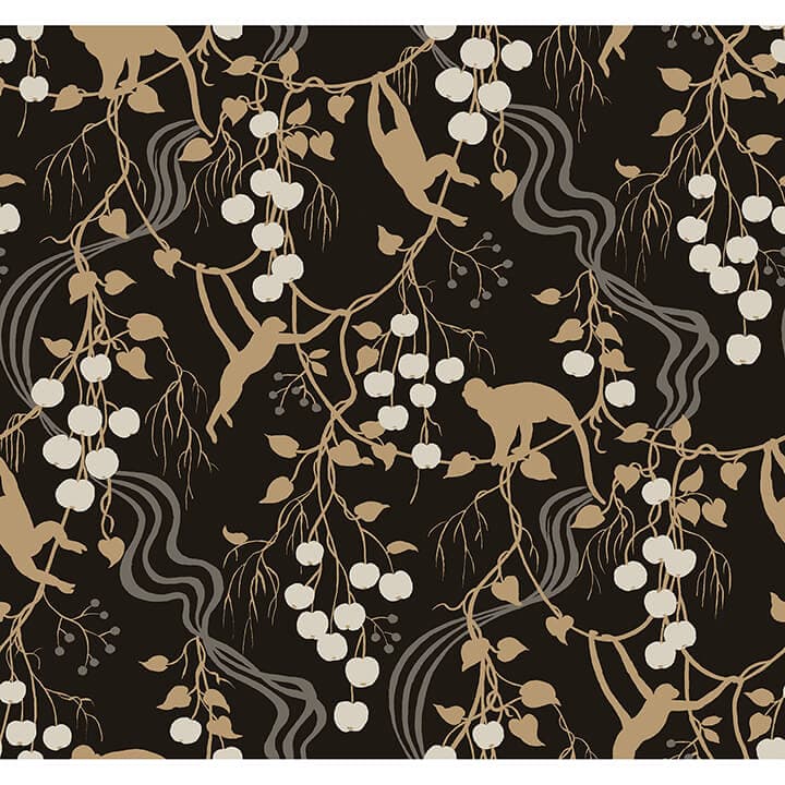 Linden Black Jungle Canopy Wallpaper