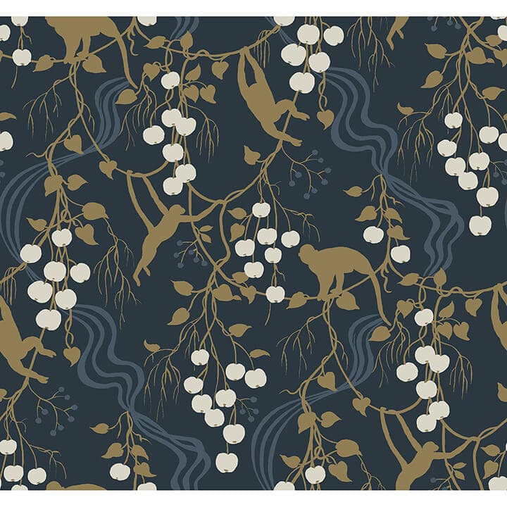 Linden Navy Jungle Canopy Wallpaper