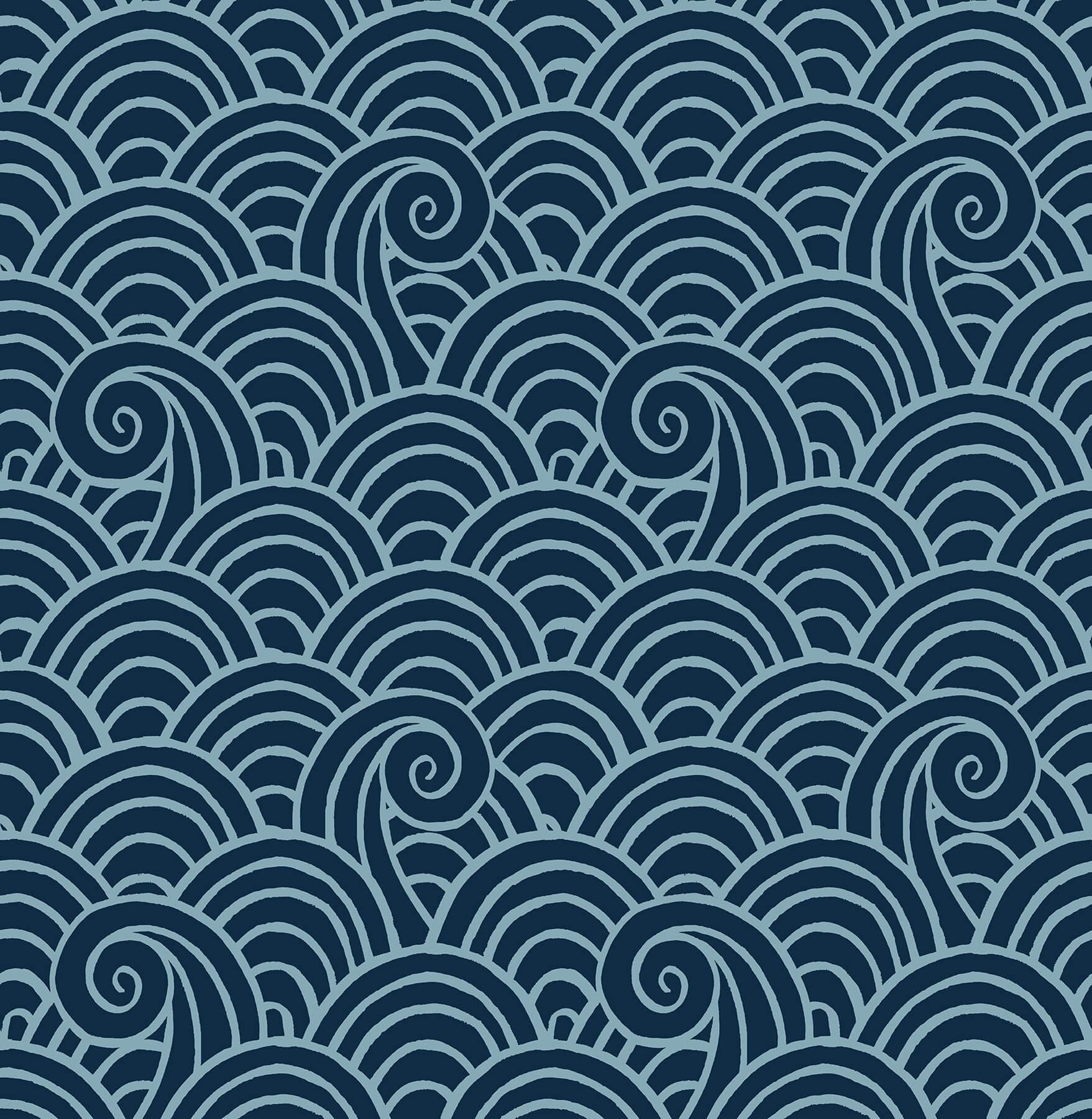 Alorah Navy Wave Wallpaper