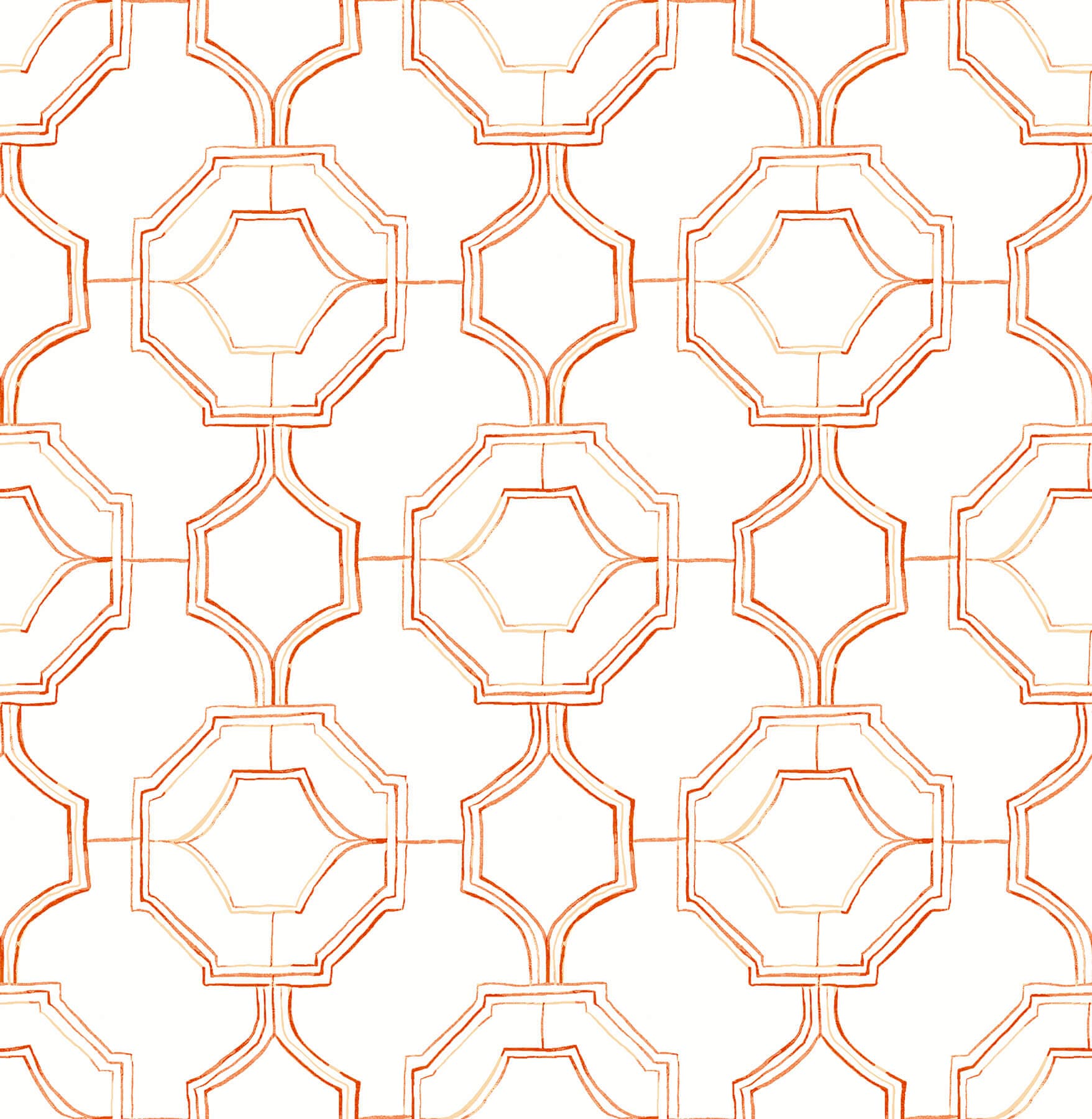 Gallina Orange Trellis Wallpaper