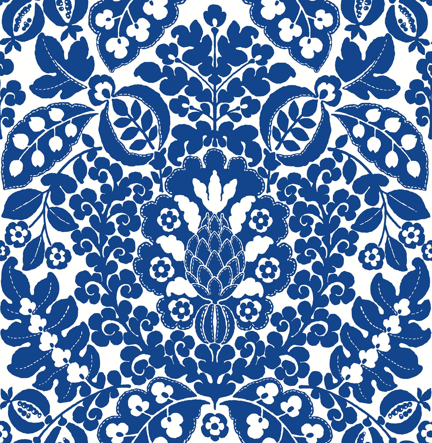 Marni Blue Fruit Damask Wallpaper
