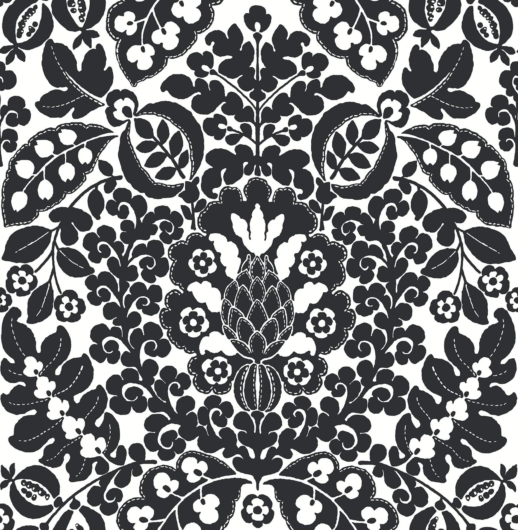 Marni Black Fruit Damask Wallpaper