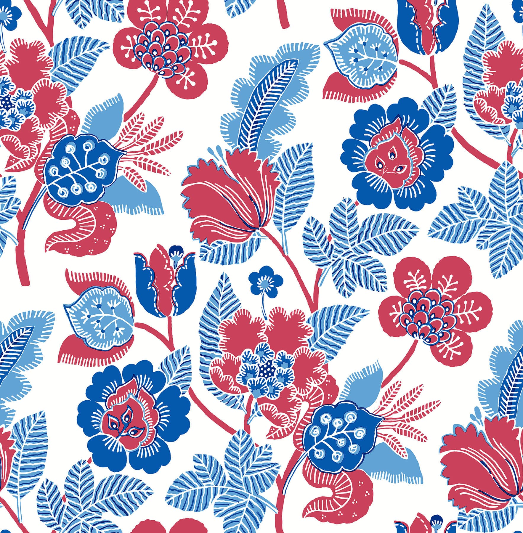 Jana Red Jacobean Wallpaper