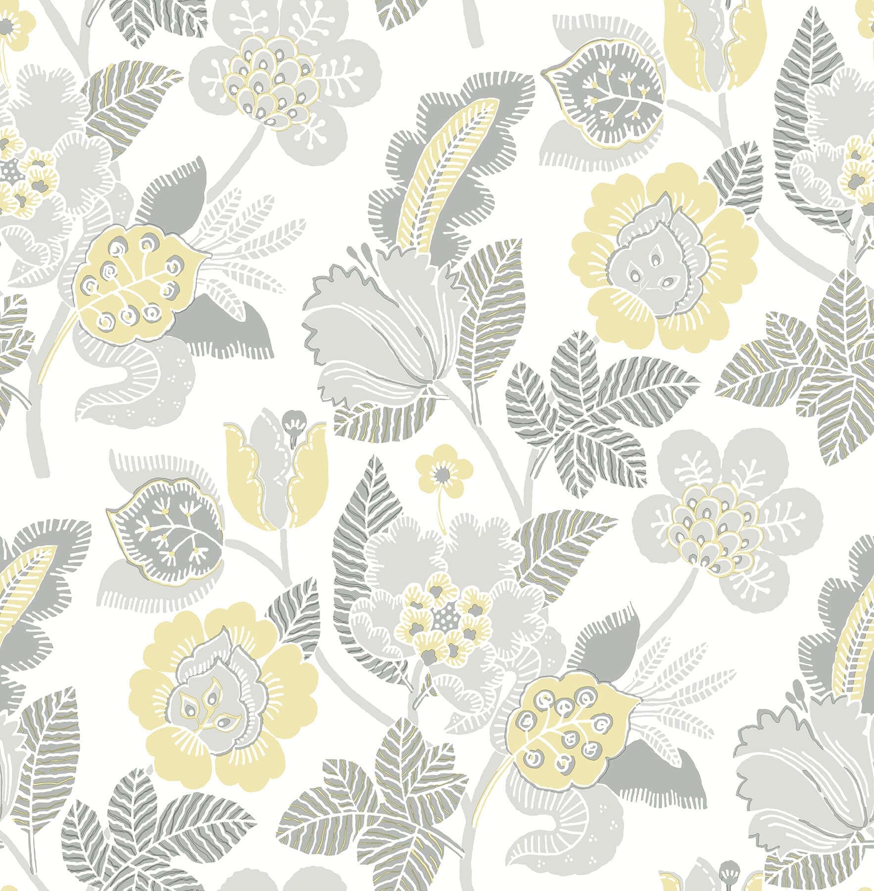 Jana Light Grey Jacobean Wallpaper