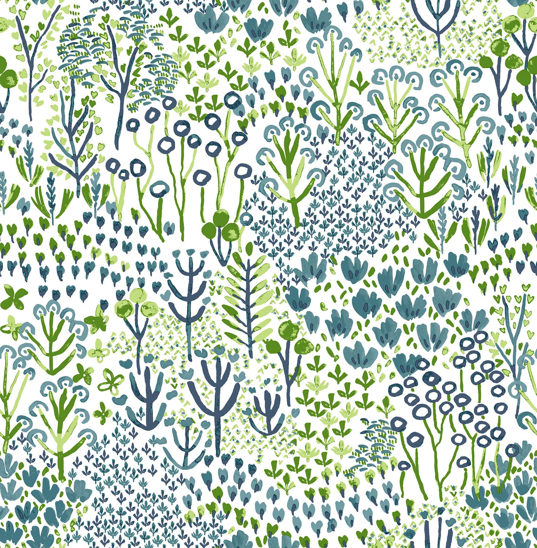 Chilton Teal Wildflowers Wallpaper