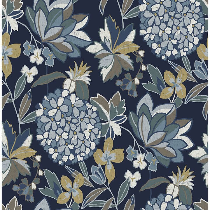 Valdivian Indigo Floral Wallpaper