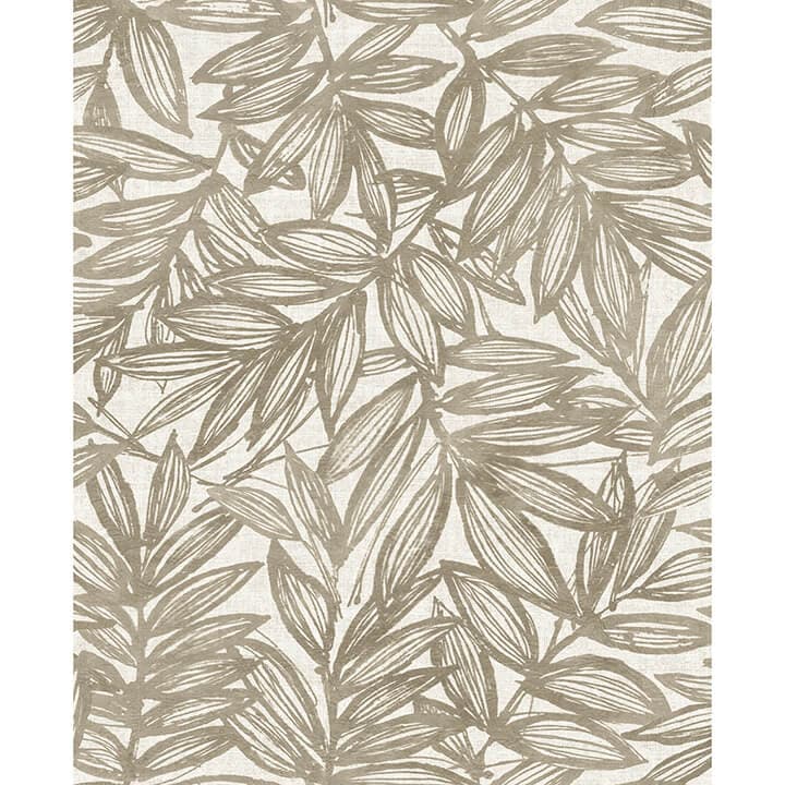 Rhythmic Taupe Leaf Wallpaper