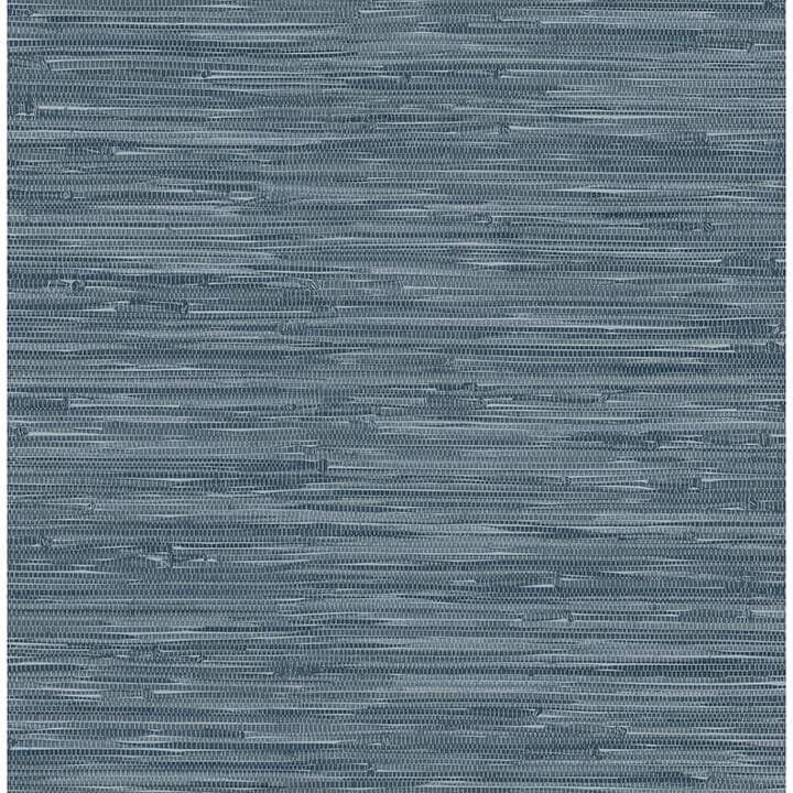 Exhale Indigo Woven Faux Grasscloth Wallpaper