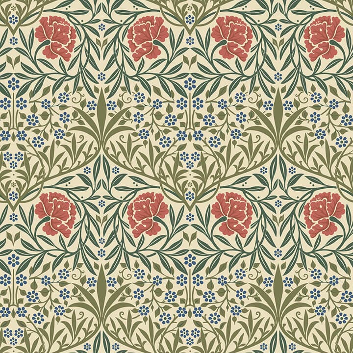 Oxford Union Green Floral Vines Wallpaper