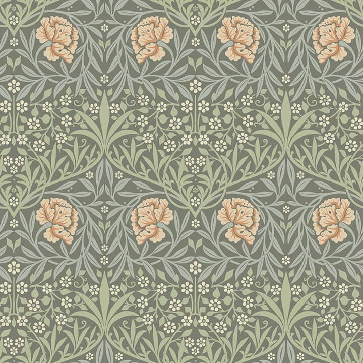 Oxford Union Grey Floral Vines Wallpaper