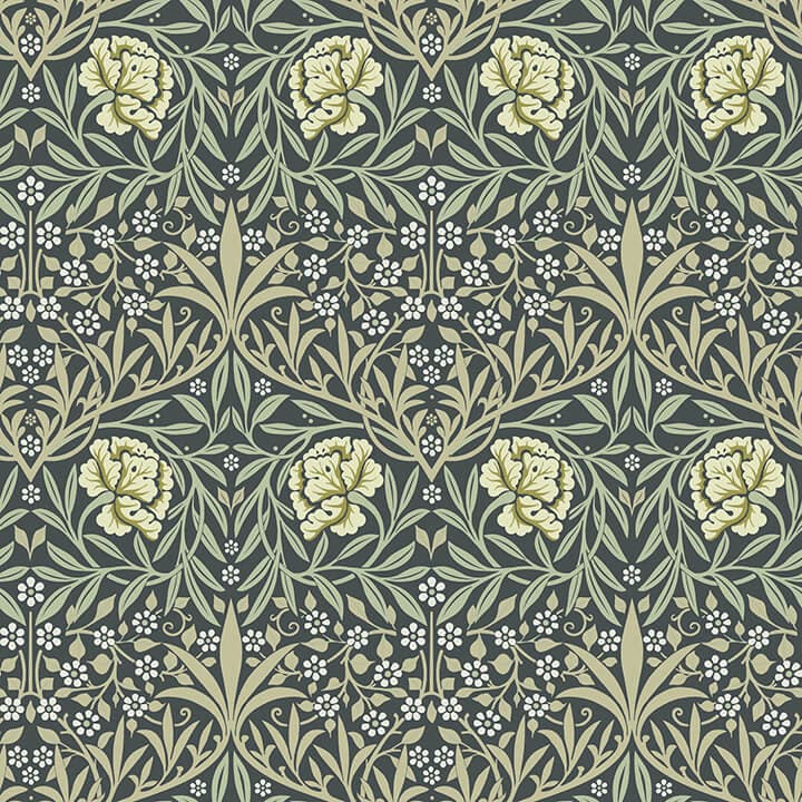 Oxford Union Sea Green Floral Vines Wallpaper